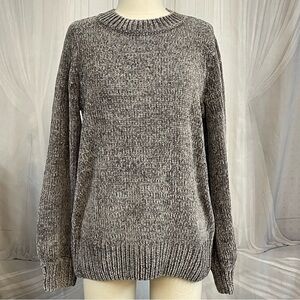 Eliana Chenille Charcoal Knit Sweater Soft Cozy Texture Minimalist M Medium